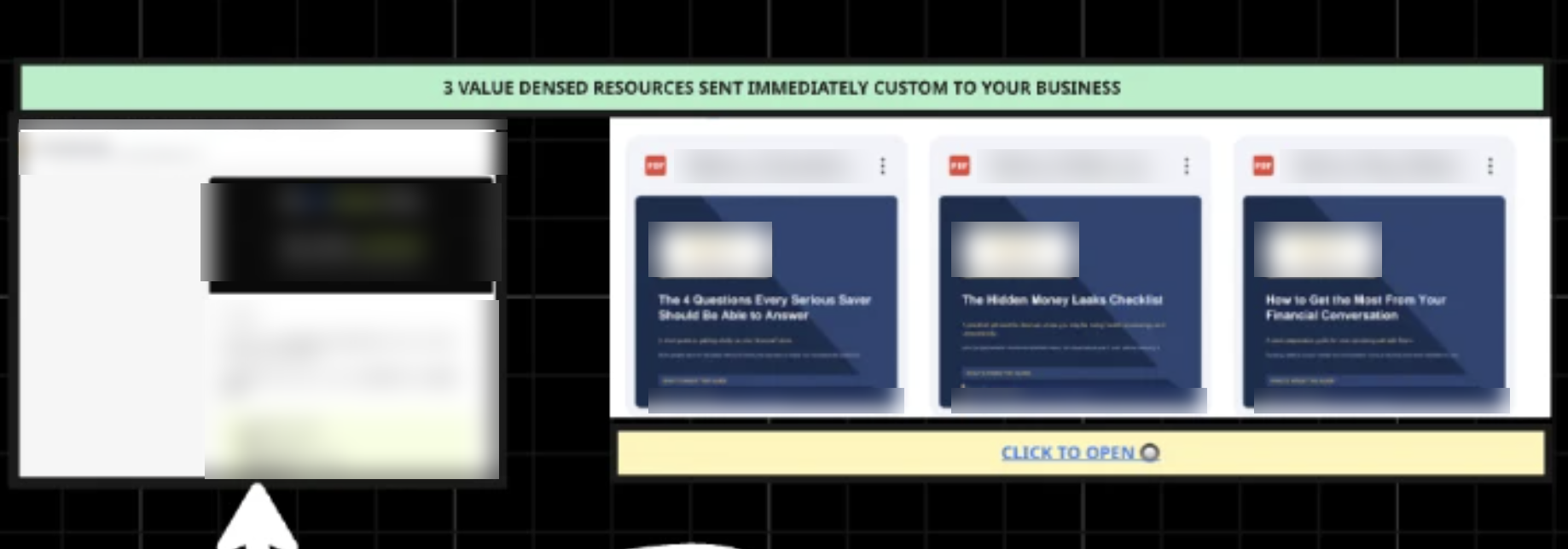 Confirmation email alongside three educational resources sent immediately